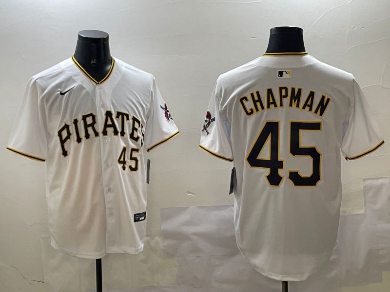 Men Pittsburgh Pirates #45 Chapman White Game 2025 Nike MLB Jersey style 1